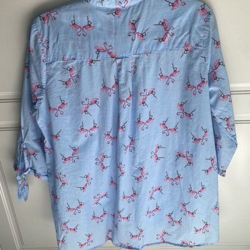 Shirt with flamingo print XL like new, blue and pink
