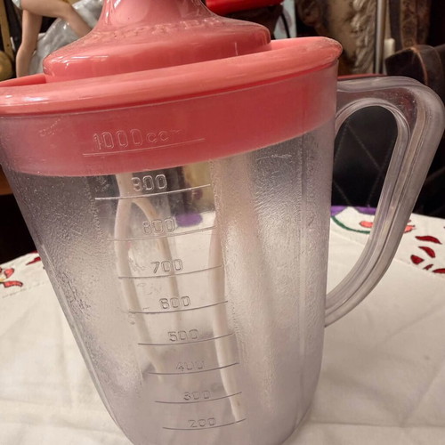 Vintage Mixer Express used, manual smoothie blender pink 15x11cm