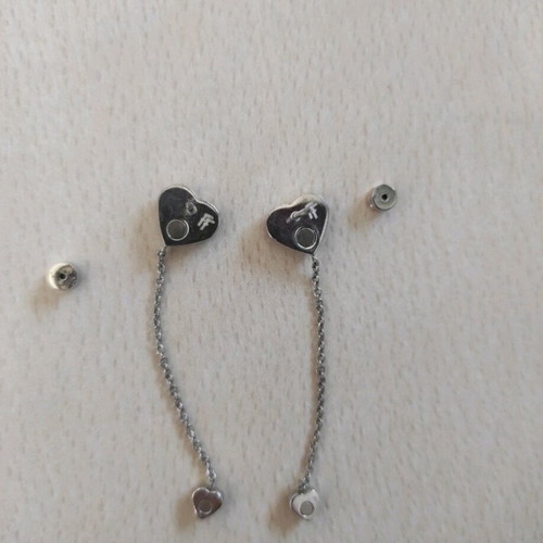 Folli Follie Hanging Heart Earrings like new pink silver