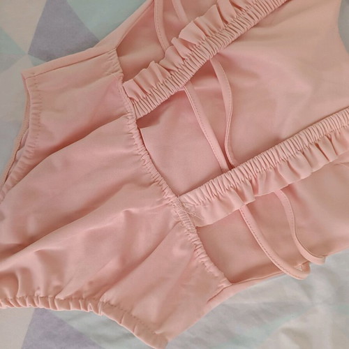 Pink backless bodysuit like new with cups size M