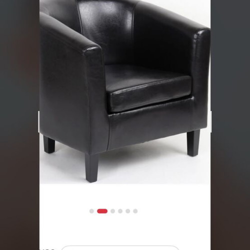 Black leatherette armchair like new, 73x69x75 cm