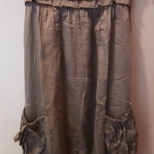 Madlen Strapless Summer Dress Size Small Gold Satin