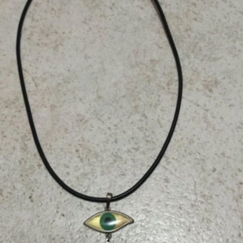 Eye pendant with leather silver 925 like new