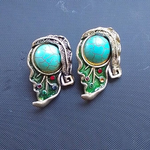 Aigner handmade earrings like new with turquoise and enamel boho style