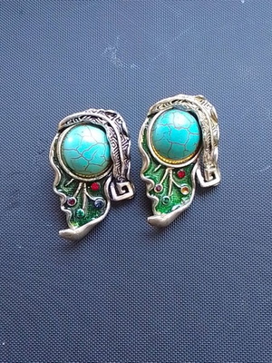 Aigner handmade earrings like new with turquoise and enamel boho style