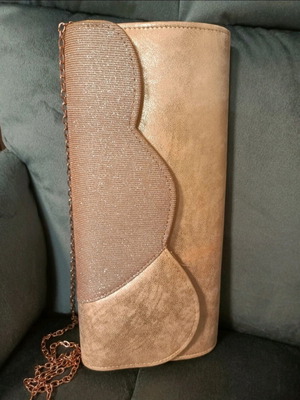 Evening bag like new pink gold with removable chain