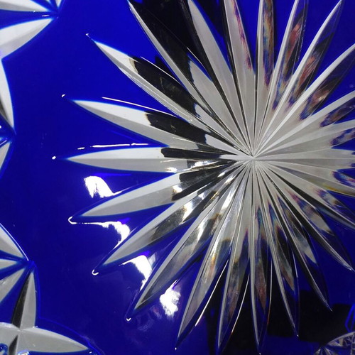 Nachtmann Rom Bleikristall blue platter Germany 50s new