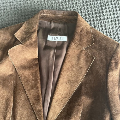 Marella brown castor leather jacket used, size small