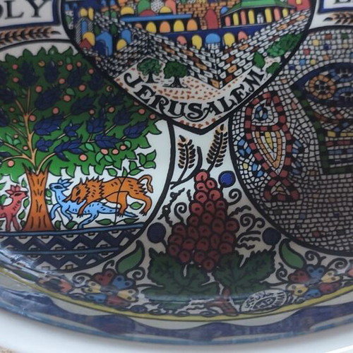Handmade ceramic bowl Holy Land like new, Armenian art