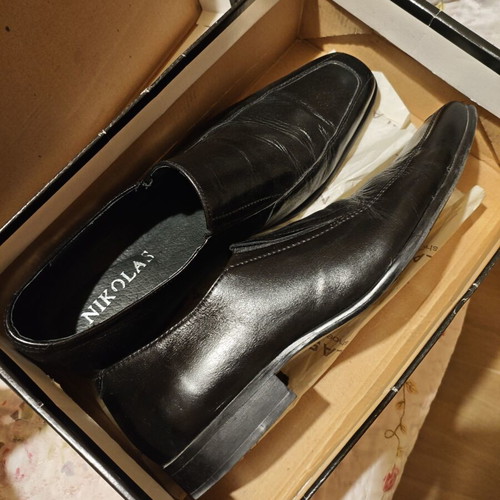 Nikolas men's leather loafers black size 43 like new