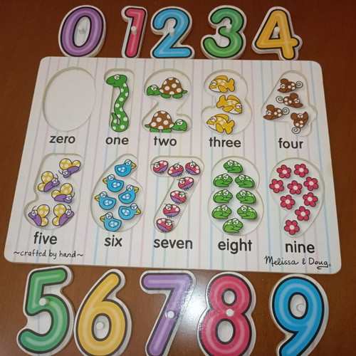 Melissa & Doug Numbers Peg Puzzle like new, wooden educational toy
