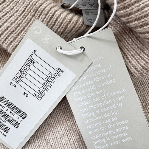 COS cashmere pullover size XS new, beige