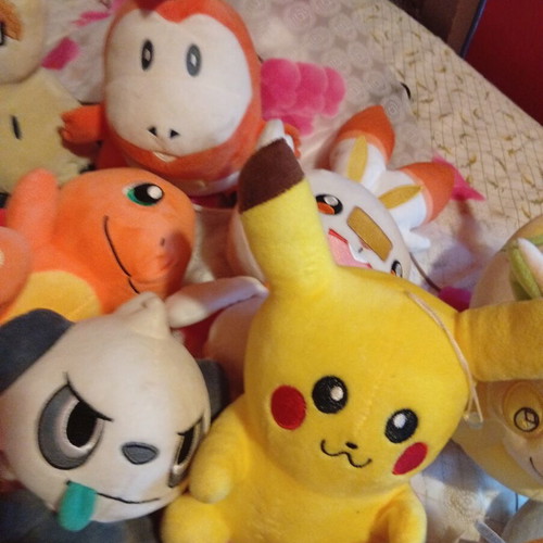Set of various plush toys mainly Pokémon