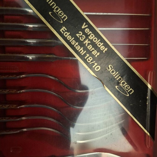 Vintage Solingen cutlery set 24 pieces with 23-carat gold decoration like new