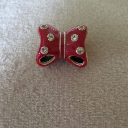 Pandora Disney charm used, red and silver with cubic zirconia