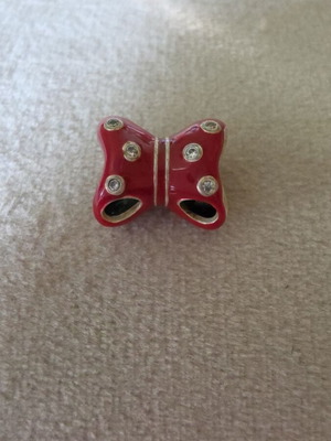 Pandora Disney charm used, red and silver with cubic zirconia