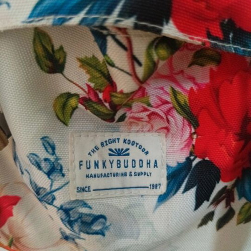 Funky Buddha floral backpack used with large space and clip button