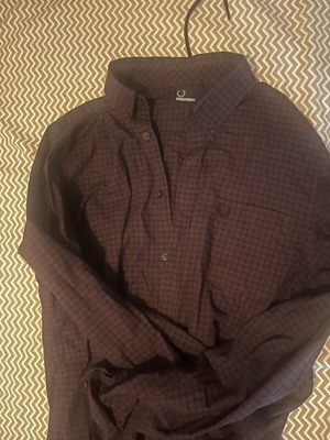 Fred Perry checkered shirt, black, size M L