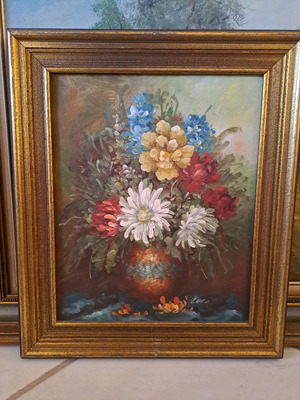 Small Loro painting with signature, size 33x27
