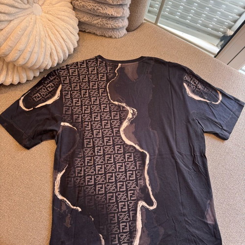 Fendi Roma T-shirt used, size L, cotton, black-brown