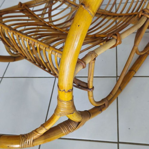 Handmade bamboo rocking chair, 40 years old