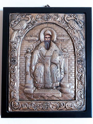Silver Icon of Saint Spyridon 22x27cm like new, handmade