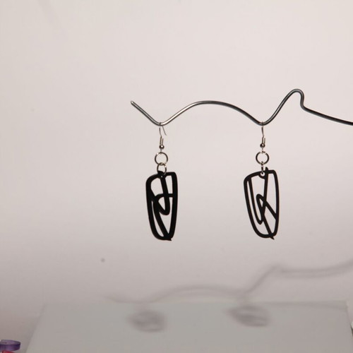 Earrings from recycled plexiglass "Lines II" new with surgical steel hooks