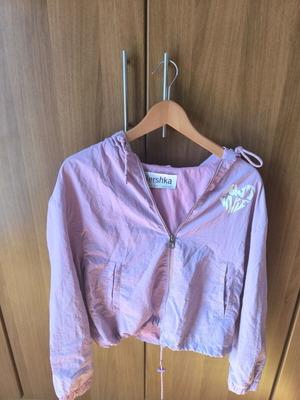 Bershka jacket purple-pink open with hood satin texture size M new