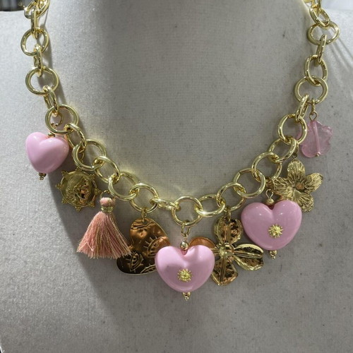 Steel necklace new, multicolored