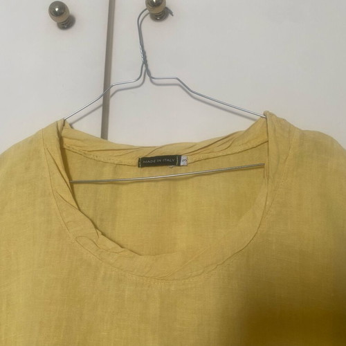 Linen dress used with pockets, yellow, size 3
