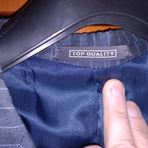 Prince Oliver men's summer jacket used, blue striped, linen