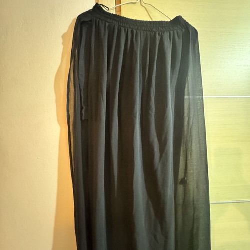 Pink Woman long skirt with see-through detail, black