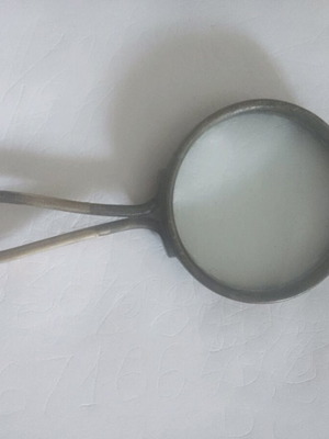 Vintage brass magnifying glass used, 5-inch diameter