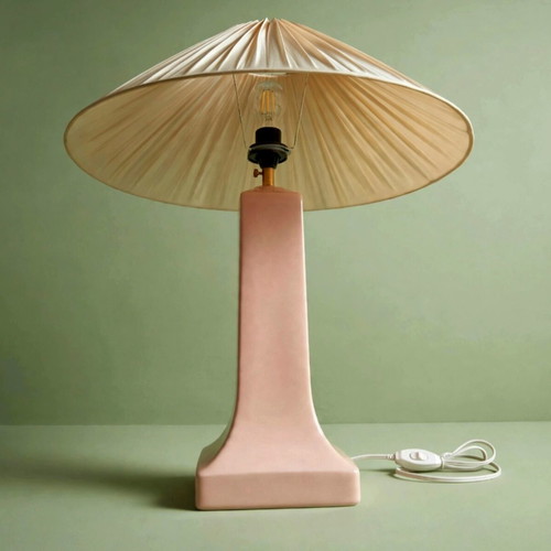 Vintage 80s XXL pink ceramic table lamp
