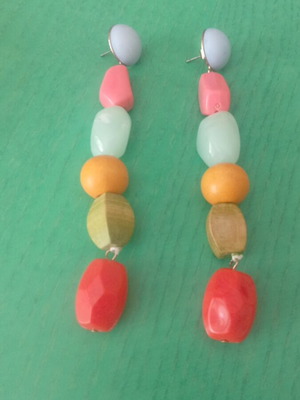 Summer earrings pop style with synthetic stones like new, long dangle