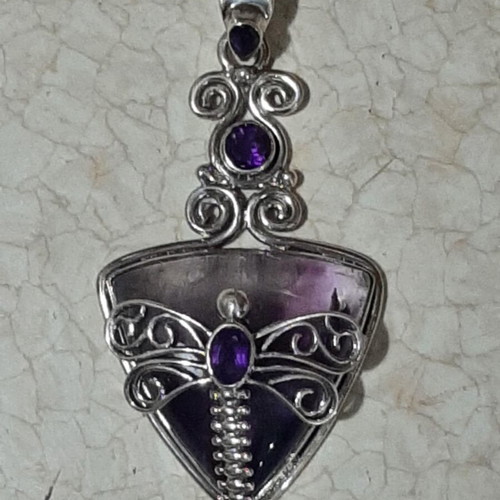 Dragonfly pendant 925 with auralite 32 and amethyst, new