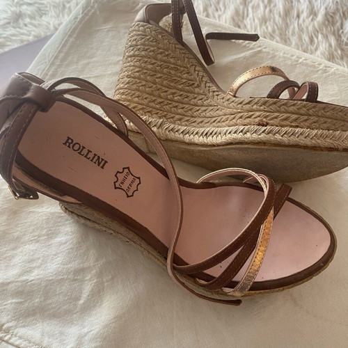Rollini platform sandals size 38 like new, beige brown