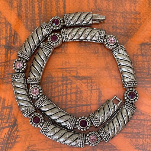 Handmade vintage silver-plated choker necklace 43 cm like new, silver