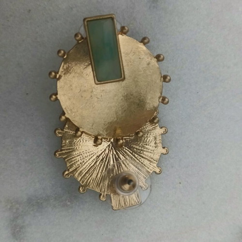 Metal earrings like new, green and gold