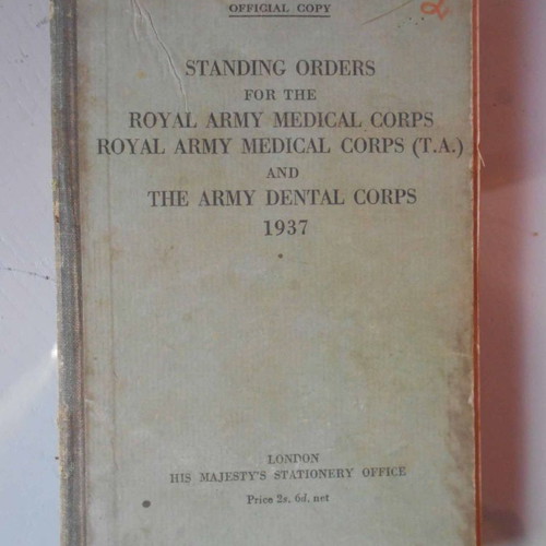 Old Book Standing Orders for Royal Army Medical Corps 1937 used