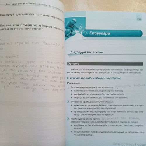 Ekfrasi Ekthesi B Eniaio Lykeiou textbook used, Greek