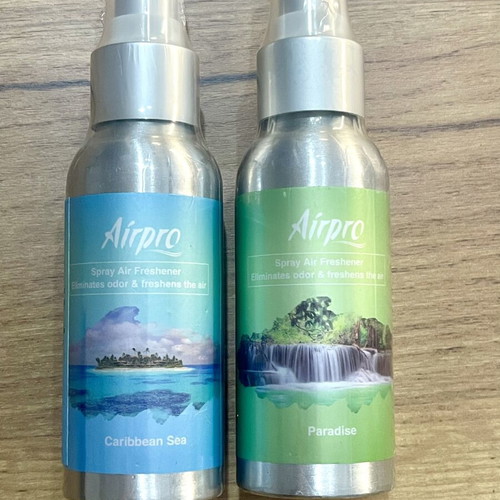 Airpro car air freshener sprays, Caribbean Sea and Paradise, 90ml each