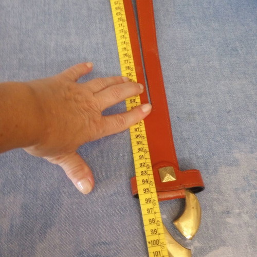 Wide women's belt vintage style, terracotta orange