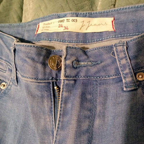 High-waisted blue elastic jeans like new, size S