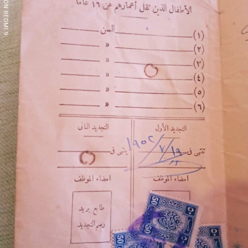 Kingdom of Egypt Historical Identity Document 1951 used