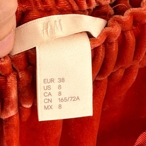 Midi velvet skirt H&M like new, orange-red with slits size M