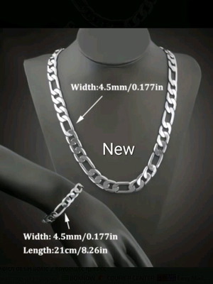Necklace and bracelet set for men and women, classic modern Y2K stainless steel, new