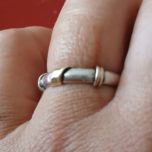 Silver gold ring 925 and 585, like new, 17 mm