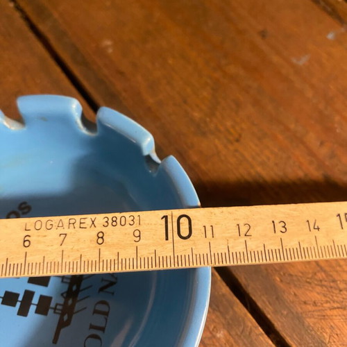 Papastratos Old Navy ceramic ashtray used, blue
