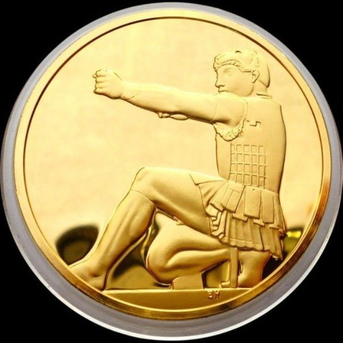 Heracles gold-plated proof medal 24K like new, Ancient Greece